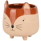 Dekoratief - Flowerpot fox, natural/orangen, ceramics, 16x16x16cm