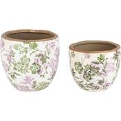 Dekoratief - Set 2 flowerpots 'Purple Meadow', ceramics, 15x15x14cm image