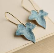 Silk Purse, Sow's Ear - Blue Ivy Leaf Earrings: Include Gift Box