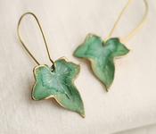 Silk Purse, Sow's Ear - Green Ivy Leaf Earrings: Include Gift Box