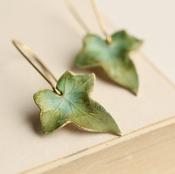 Silk Purse, Sow's Ear - Olive Green Ivy Leaf Earrings: Gift Box Included