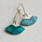 Silk Purse, Sow's Ear - Teal Seascape Enamel Earrings
