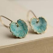 Silk Purse, Sow's Ear - Blue Leaf Earrings: Medium (3.5cm) / Include Gift Box