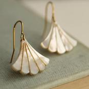 Silk Purse, Sow's Ear - Pearl Art Deco Fan Earrings