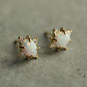Silk Purse, Sow's Ear - Opal Oval Stud Earrings