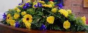 Casket Wreath With Yellows &amp; Blues