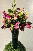 “In Loving Memory” - Graveside Floral Display (Dusky Pinks and Green)