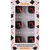 Graduation Hat 3D Sugar Decorations Pk 6