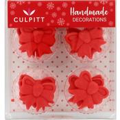 Red Bow Sugar Decorations Pk 12