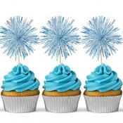 SUGAR SISTERS - Firework Cake/Cupcake Topper Pale Blue Pk 5