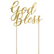 God Bless Card Cake Topper Gold 27.5cm