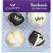 Sugar Decoration Mr &amp; Mrs Love Heart Pk 12