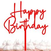 Matt Red Happy Birthday Topper