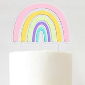 Rainbow Pink Cake Topper Clear Acrylic &amp; Pastel Acrylic