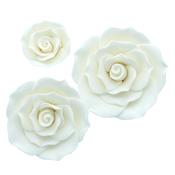 Assorted White Sugar Roses Pk 3