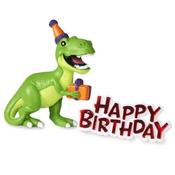 Dinosaur &amp; Gift Resin Topper &amp; Red Happy Birthday Motto