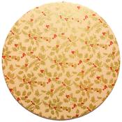 Gold Holly with Red Berries Double Thick Card 10" Rd