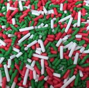 SUGAR SISTERS - Xmas Strands Red Green &amp; White  80g