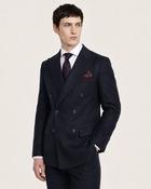 Banville: Navy Wool Double-Breasted 2-Pc Suit