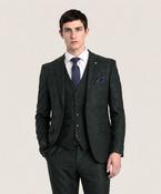 Regent: Olive Check 3-Pc Suit