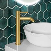 Oir Brushed Brass Tall Basin Mono c/w Spring Waste image