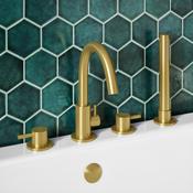 Oir Brushed Brass 4 Hole Bath Shower Mixer &amp;amp; Kit