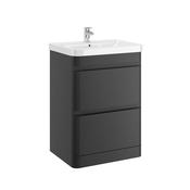 Casi 600mm 2 Drawer Floor Unit Grey with Basin