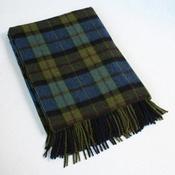 Lambswool Throw Denim and Green Plaid- Col: 625 - Navy Olive and Denim Blue / One size image