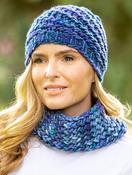 Super Soft Handmade in Ireland Snood and Spiral Hat Set - Blue Mix image