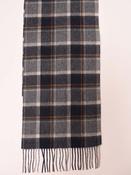 100% Lambswool Navy and Yellow Check Scarf image