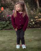 Kids Aran Cardigan Burgundy - 5-6 yrs