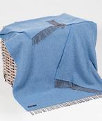 Wool and Cashmere Blue Herringbone Throw Col: 1403 image