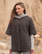 Hooded Tweed Cape - Charcoal - Medium/Large