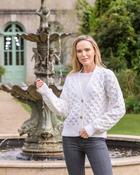 Ladies 100% Merino Wool Cropped Cardigan Natural - XL