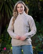 Aran Cable Knit Side Zip Parsnip - XL