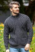 Aran Zip Cardigan XP3016 - Charcoal / M