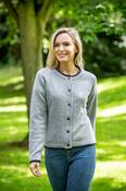 Ladies Wool and Cashmere Classic Cardigan - Light Grey / XL