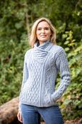 Aran Cable Knit Side Zip Sky - S