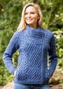 Cable Knit Side Zip Cardigan Royal Blue - Blue / L