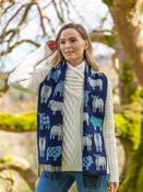 Sheep Motif Scarf Navy image