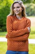 Ladies Merino Wool Aran Sweater - Terracotta - L image