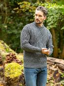 Traditional Aran Crew Neck - Black Marl - S