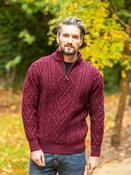 Merino Wool Half Zip Burgandy - Burgundy / S
