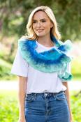 Handmade in Ireland Felt Wool Scarf with Flower Tie - AQUA/BLUE