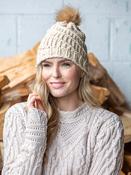 Handmade in Ireland - Super Soft hat with pom pom - Natural image