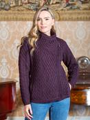 Ladies Cable Knit Side Zip Cardigan - Purple - Purple / XL