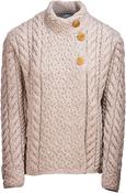 Supersoft Aran Cardigan with 3 buttons - Oatmeal - M