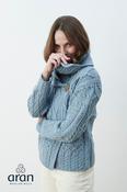 Irish Aran One Button Cardigan - Sky Blue / XS