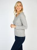 Extra Fine Merino Wool &amp; Cashmere V Neck Sweater Silver Grey - XS image