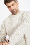 Handknit Irish Aran Fisherman Sweater NATURAL - S image